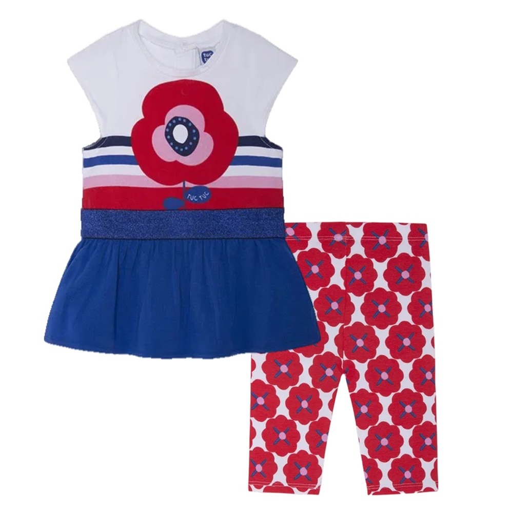 Colorful Floral Dress and Capri Leggings Set